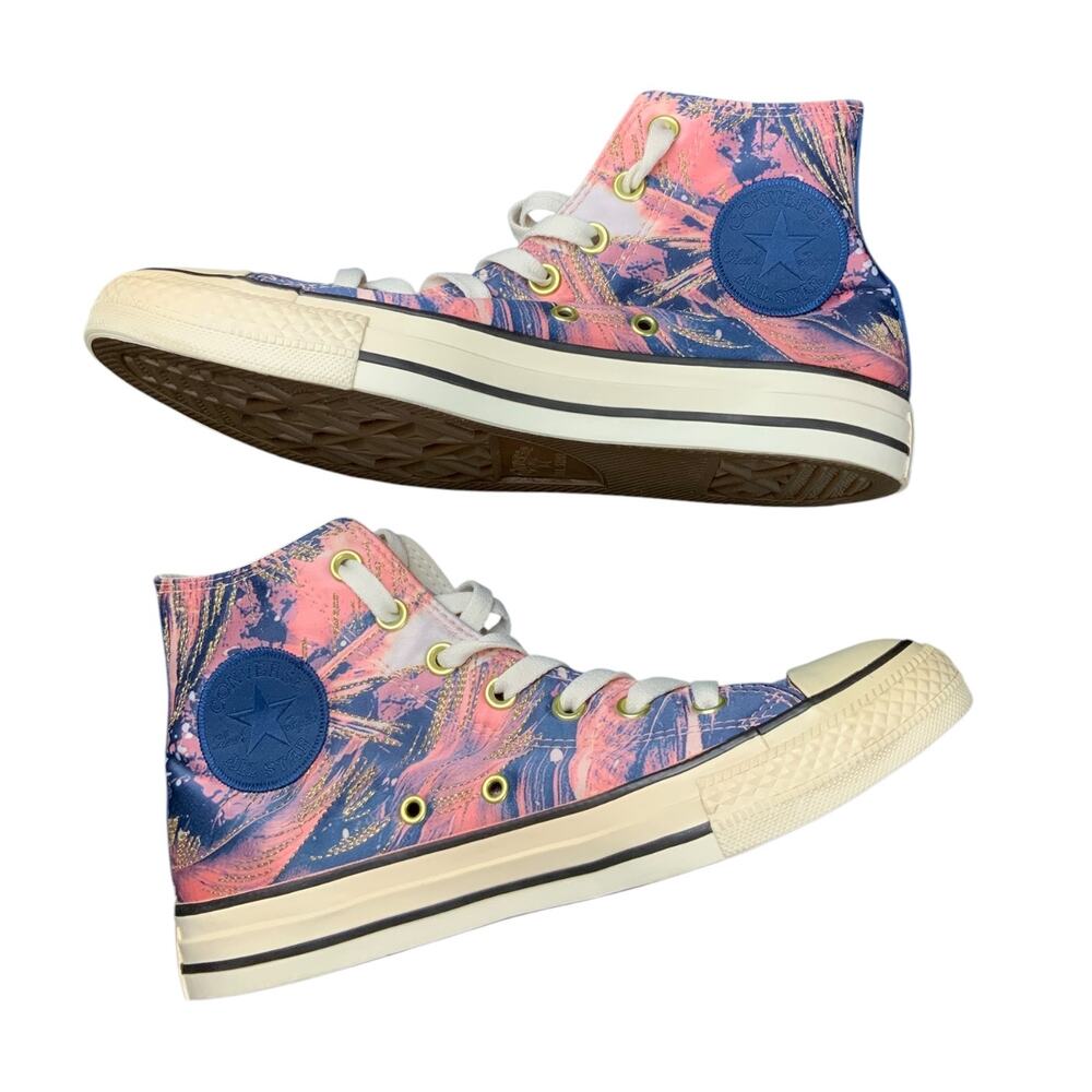 Converse Chuck Taylor All Star Hi Pink Blue Marble Womens Size 8 Sneakers
